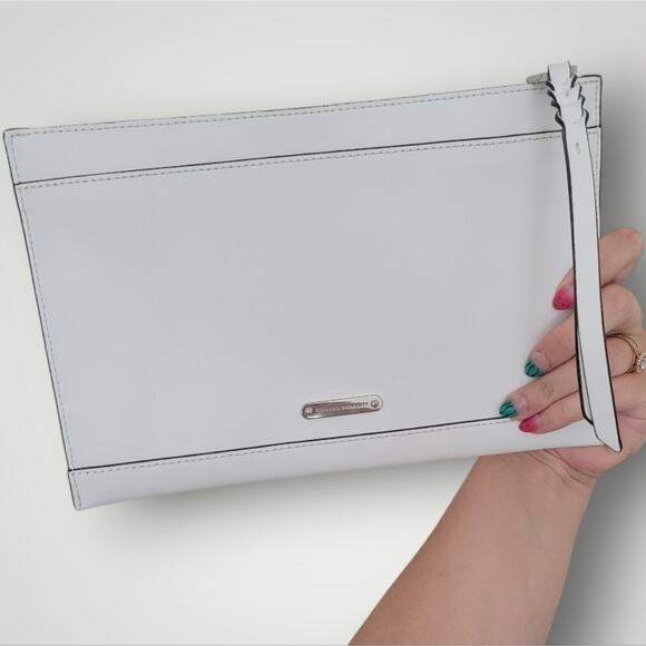 Rebecca Minkoff Pouch Clutch White Feminista Superwoman Medium Zip - Picture 2 of 7